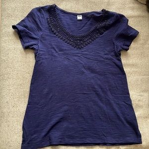 Womens basic t-shirt with crochet top